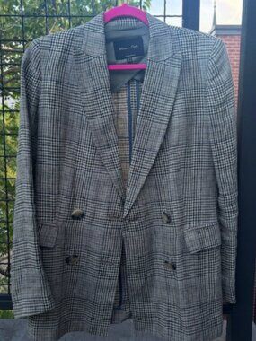 Massimo Dutti Linen Double Breasted Blazer